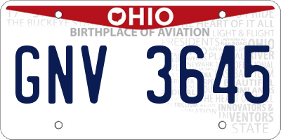 OH license plate GNV3645