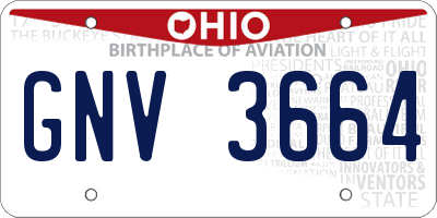 OH license plate GNV3664