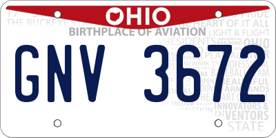 OH license plate GNV3672