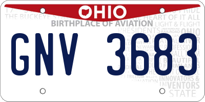 OH license plate GNV3683