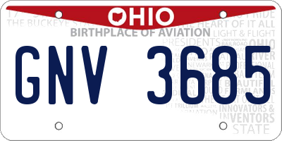 OH license plate GNV3685