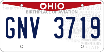 OH license plate GNV3719