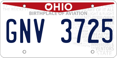 OH license plate GNV3725