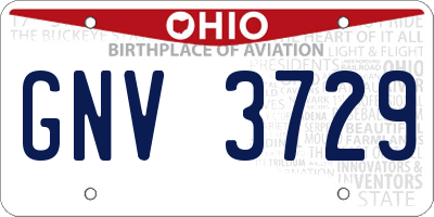 OH license plate GNV3729