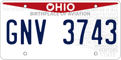OH license plate GNV3743
