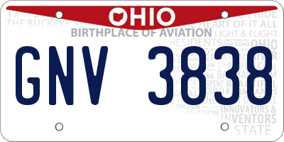 OH license plate GNV3838