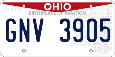 OH license plate GNV3905