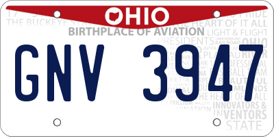OH license plate GNV3947