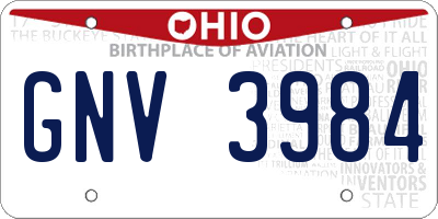 OH license plate GNV3984