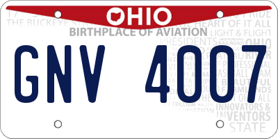 OH license plate GNV4007