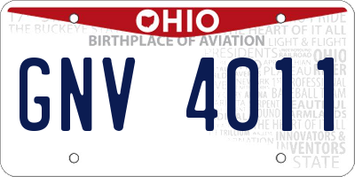 OH license plate GNV4011
