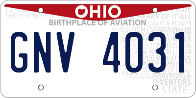 OH license plate GNV4031