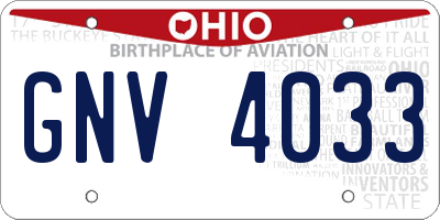 OH license plate GNV4033