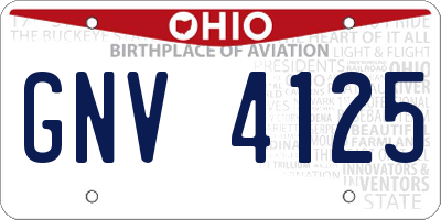 OH license plate GNV4125
