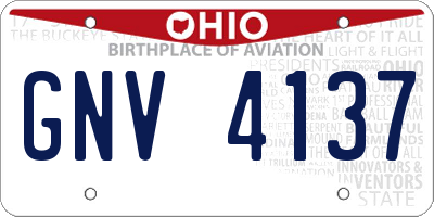 OH license plate GNV4137