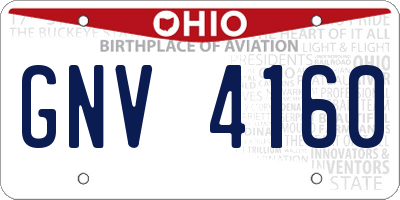 OH license plate GNV4160