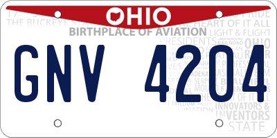 OH license plate GNV4204