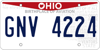 OH license plate GNV4224