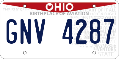 OH license plate GNV4287