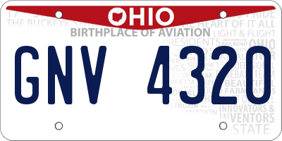 OH license plate GNV4320