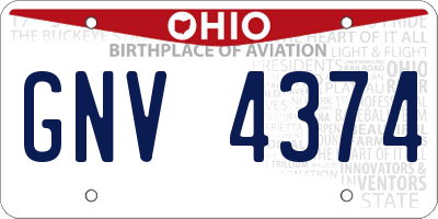 OH license plate GNV4374
