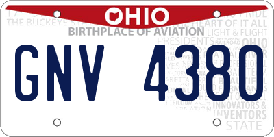 OH license plate GNV4380