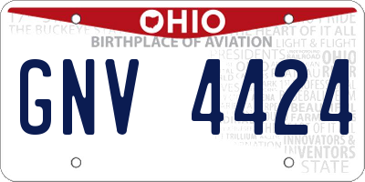 OH license plate GNV4424