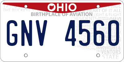 OH license plate GNV4560
