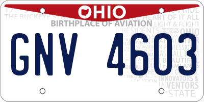 OH license plate GNV4603