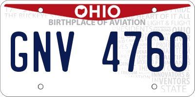 OH license plate GNV4760