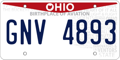 OH license plate GNV4893