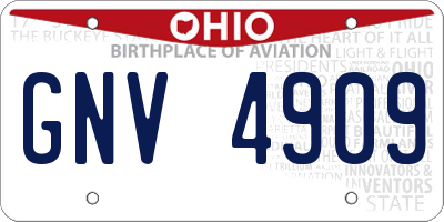 OH license plate GNV4909
