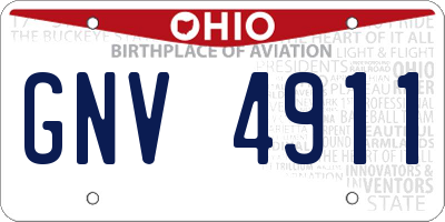 OH license plate GNV4911