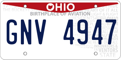 OH license plate GNV4947