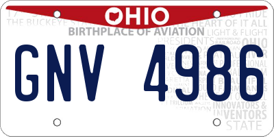 OH license plate GNV4986