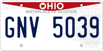OH license plate GNV5039