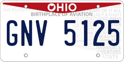 OH license plate GNV5125