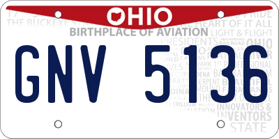 OH license plate GNV5136