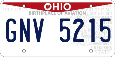 OH license plate GNV5215