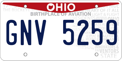 OH license plate GNV5259