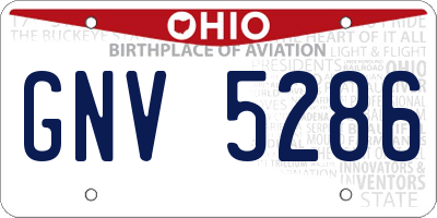 OH license plate GNV5286