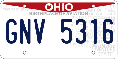 OH license plate GNV5316