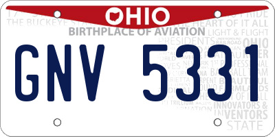 OH license plate GNV5331