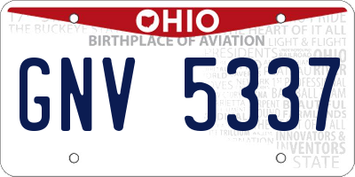 OH license plate GNV5337