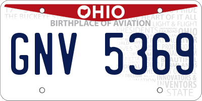 OH license plate GNV5369