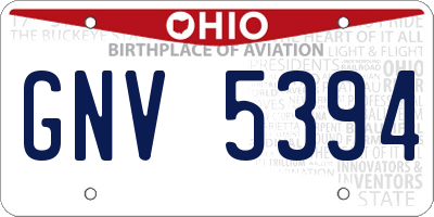 OH license plate GNV5394