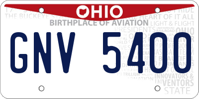 OH license plate GNV5400