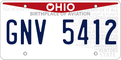 OH license plate GNV5412