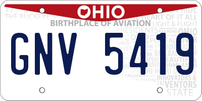 OH license plate GNV5419