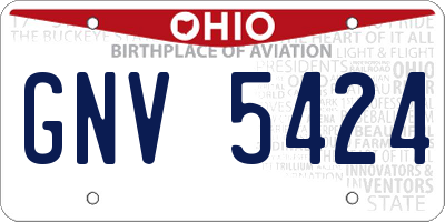 OH license plate GNV5424